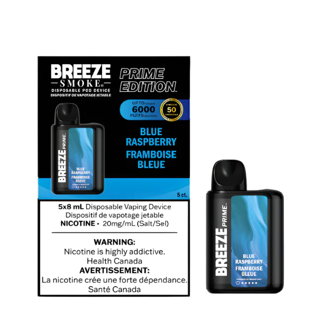 FDR_BreezePrimeS506000Puffs8mLDisposableVape-5ct_179d14a7-284c-484b-a880-5be3b4dce407 Breeze Prime - Blue Raspberry - Image 1