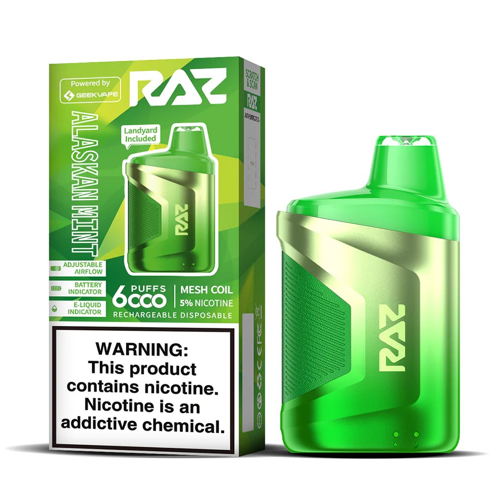alaskan-mint-flavor-raz-ca6000-disposable-vape.jpg Alaskan Mint Flavor RAZ CA6000 Disposable Vape - Image 1