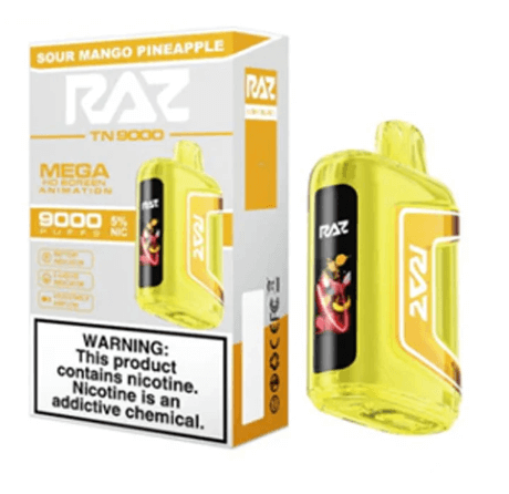 sour-mango-pineapple-flavor-raz-tn9000-disposable-vape.png Sour Mango Pineapple Flavor RAZ TN9000 Disposable Vape - Image 1