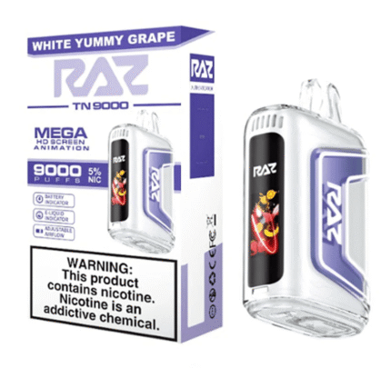 White Gummy Grape Flavor RAZ TN9000 Disposable Vape